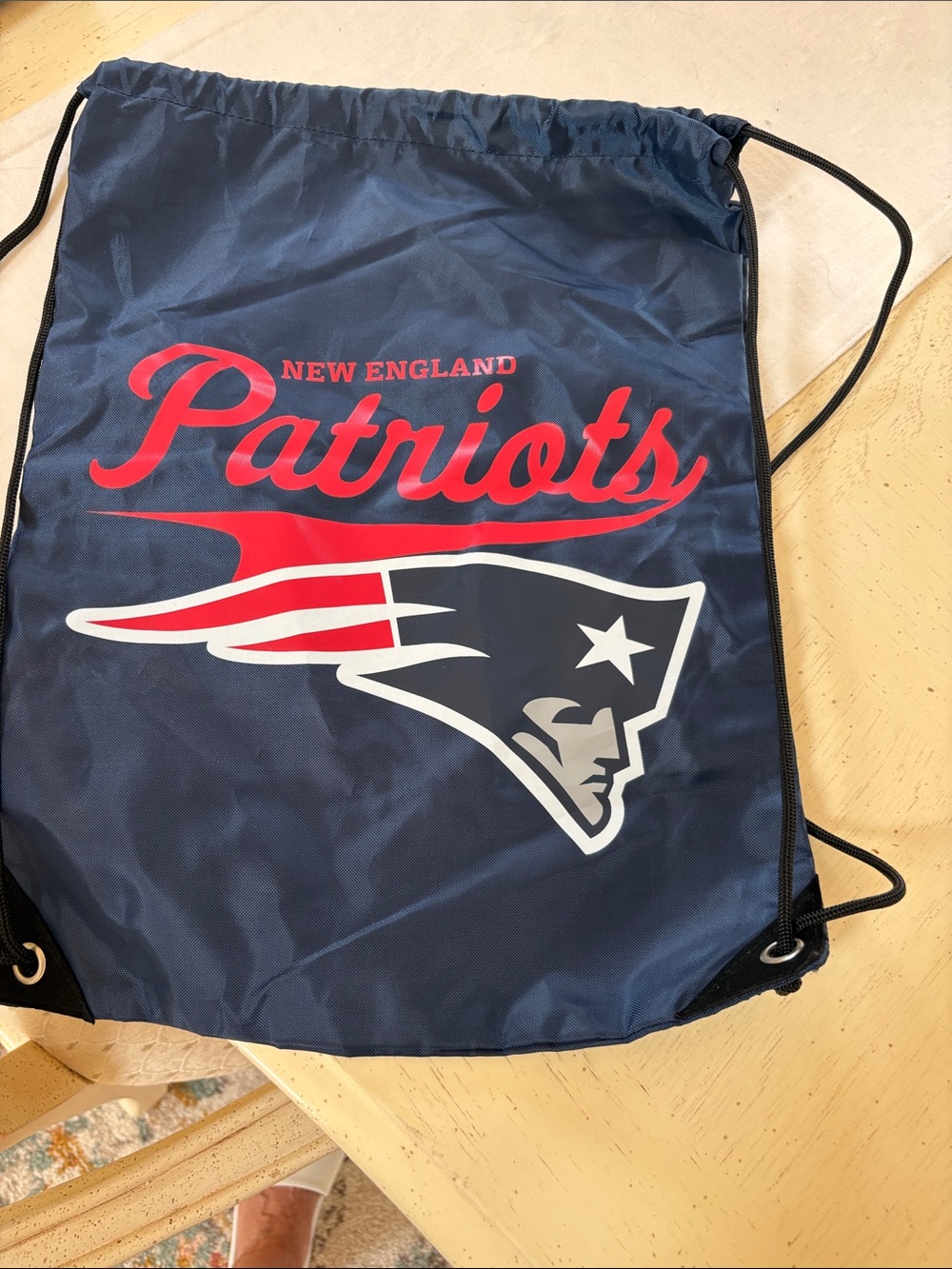 NFL New England Patriots Navy and Red Drawstring Backpack